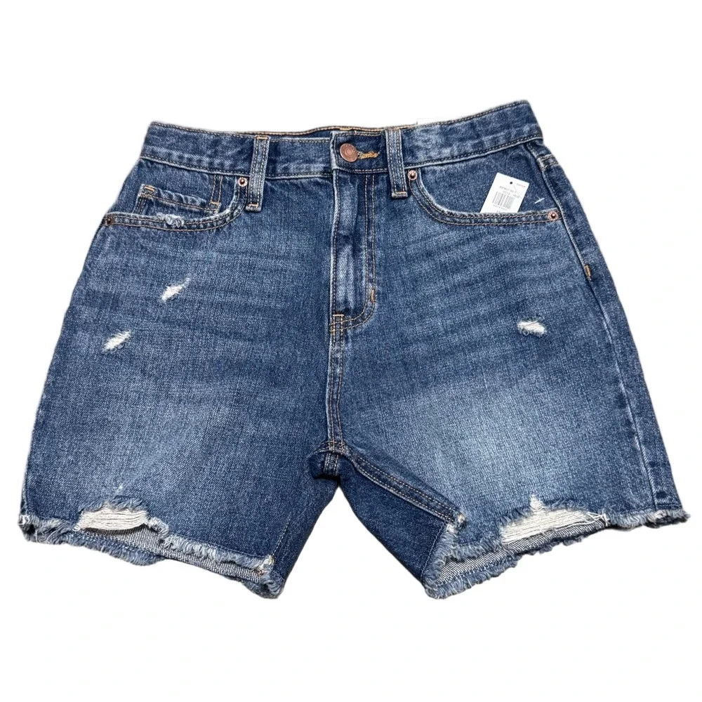 Old Navy High-Rise Slouchy Straight Distressed Denim Shorts Girl Size 12